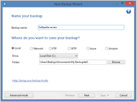 Showing the Backup4all wizard for creating new backups